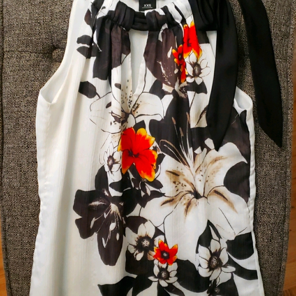 WHBM Orange & Black flowerd top.